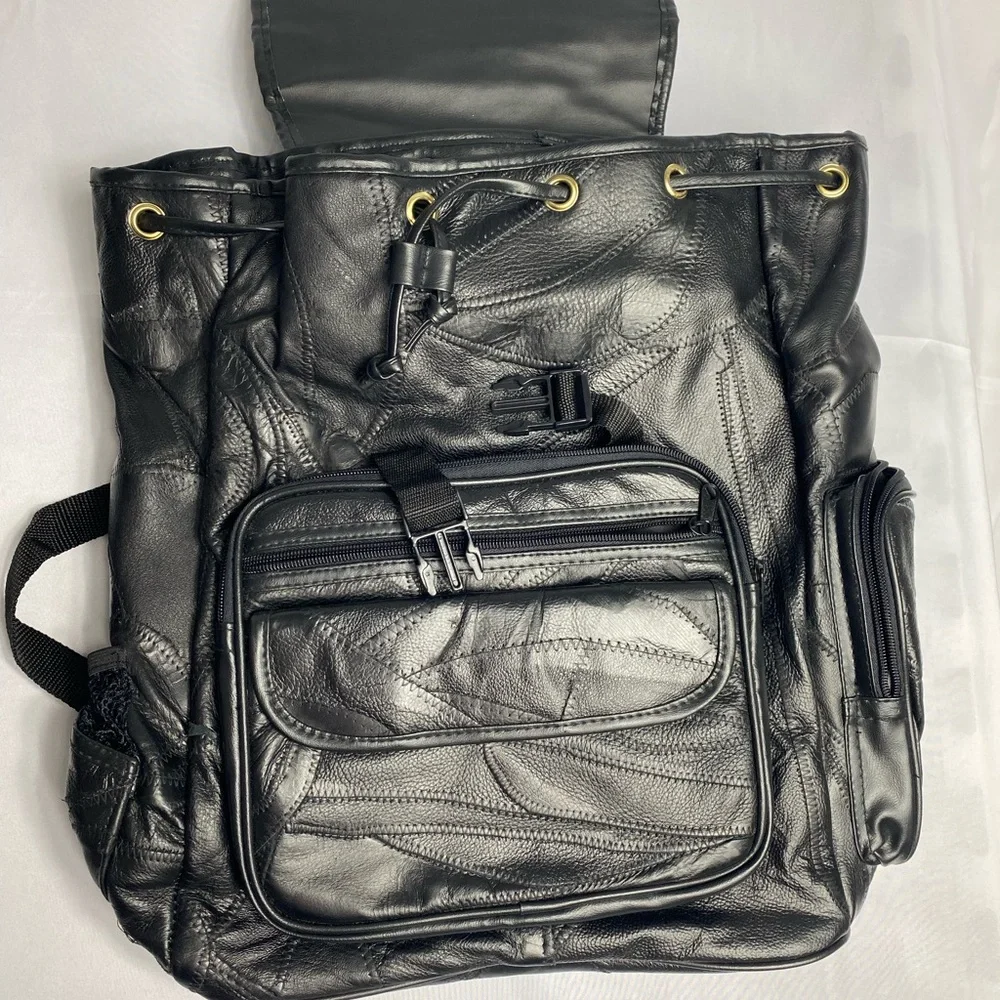 Black Faux Leather Backpack - Classic Everyday Carry